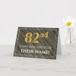 [ Thumbnail: Elegant 82nd Birthday: Faux Wood, Faux Gold Look Card ]