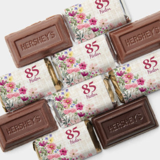 Elegant 85th Birthday for Her - Linen Floral Hershey's Miniatures