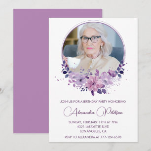 Elegant 85th birthday invitation Photo Floral Boho