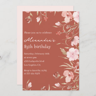 Elegant 85th birthday invitations Floral Chic