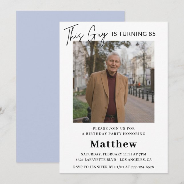 Elegant 85th birthday invitations Men Photo (Front/Back)