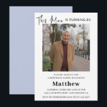 Elegant 85th birthday invitations Men Photo<br><div class="desc">Honor the man turning 85 with this elegant modern photo birthday invitation! Featuring a clean, sophisticated design with a large photo frame and the stylish "This Man is Turning 85" script, this invite is perfect for a memorable men's birthday celebration. Fully customizable — add his photo, name, date, and venue...</div>