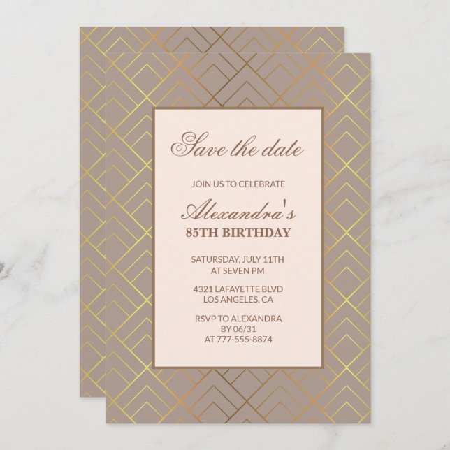 Elegant 85th birthday invitations Save the date  (Front/Back)