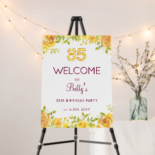 Elegant 85th Birthday – Yellow Roses Welcome Sign