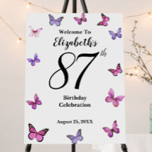 Elegant 87th Birthday Butterfly Welcome