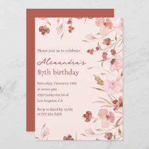 Elegant 87th birthday invitations Floral Chic