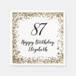 Elegant 87th Birthday Napkins With Gold Sequins