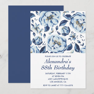 Elegant 88th birthday invitations Floral Vintage