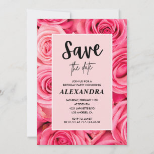 Elegant 89th birthday Floral Rose Save the date  Invitation