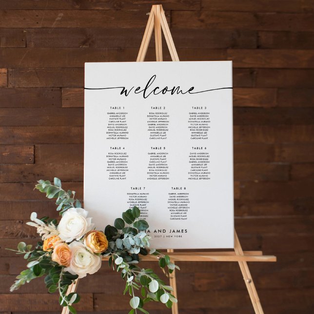 Elegant 8 Tables Welcome Seating Chart Foam Board (Creator Uploaded)