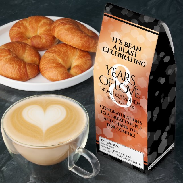 Elegant 8nd Bronze Wedding Anniversary Celebration Roasted Coffee (Breakfast)