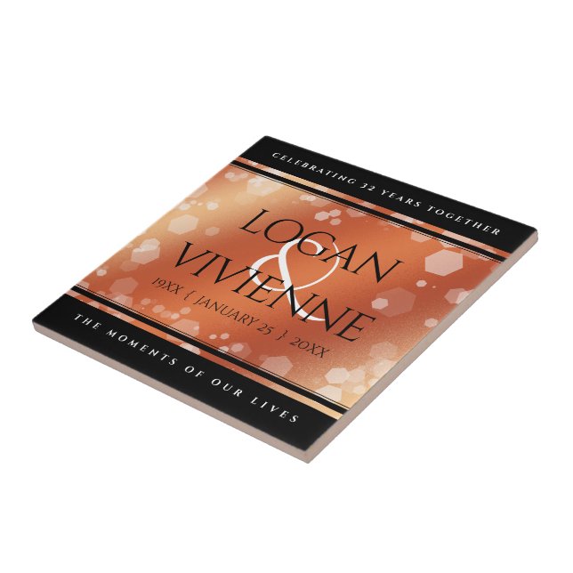 Elegant 8th 32nd Bronze Wedding Anniversary Ceramic Tile (Side)