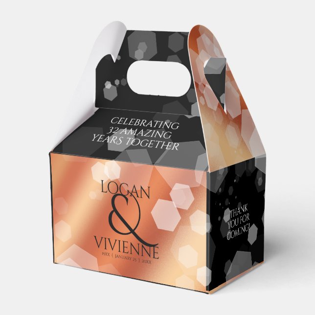 Elegant 8th 32nd Bronze Wedding Anniversary Favor Boxes (Front Side)