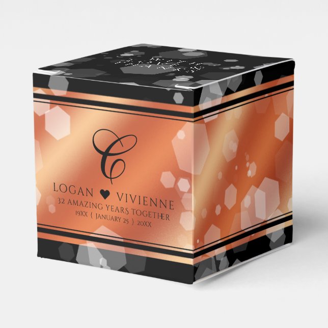 Elegant 8th 32nd Bronze Wedding Anniversary Favor Boxes (Front Side)