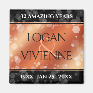 Elegant 8th 32nd Bronze Wedding Anniversary Magnet