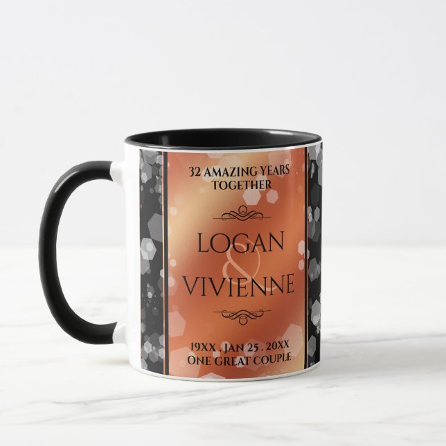 Elegant 8th 32nd Bronze Wedding Anniversary Mug (Left)