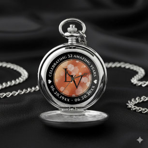 Elegant 8th 32nd Bronze Wedding Anniversary Pocket Watch