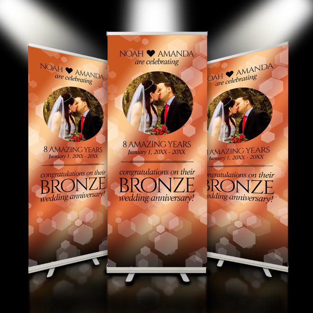 Elegant 8th 32nd Bronze Wedding Anniversary Retractable Banner (8th 32nd Bronze Wedding Anniversary Retractable Banner Cover Photo.)