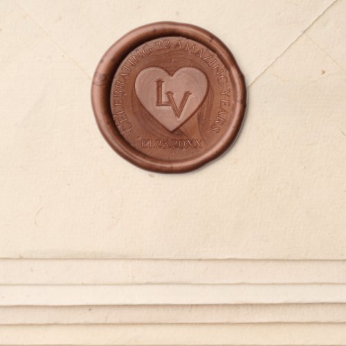 Elegant 8th 32nd Bronze Wedding Anniversary Wax Seal Sticker