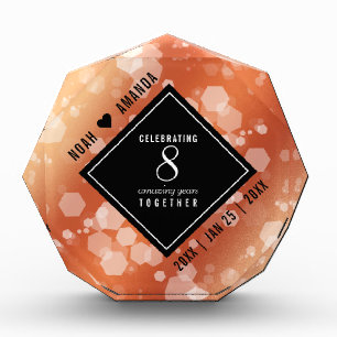 Elegant 8th Bronze Wedding Anniversary Acrylic Award