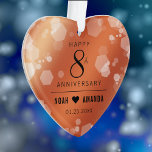 Elegant 8th Bronze Wedding Anniversary Acrylic Ornament<br><div class="desc">Celebrate the 8th bronze wedding anniversary with this commemorative acrylic ornament! Elegant lettering with hexagonal confetti on a bronze foil background add a memorable touch for this special occasion and milestone. Customize with couple's names and wedding date. Reverse shows identical design. Use as is, or replace with a photo. This...</div>
