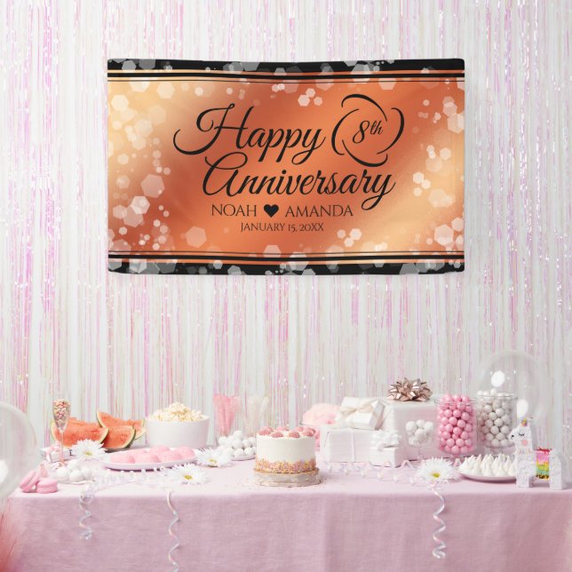 Elegant 8th Bronze Wedding Anniversary Banner (Party)
