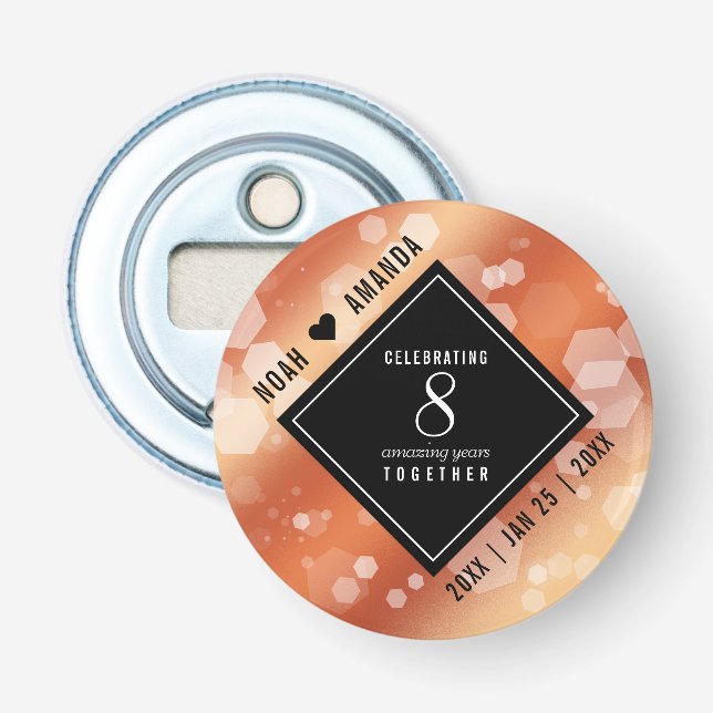 Elegant 8th Bronze Wedding Anniversary Bottle Opener (Front)