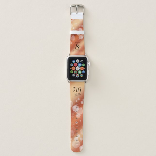 Elegant 8th Bronze Wedding Anniversary Celebration Apple Watch Band (Front)