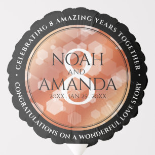 Elegant 8th Bronze Wedding Anniversary Celebration Balloon