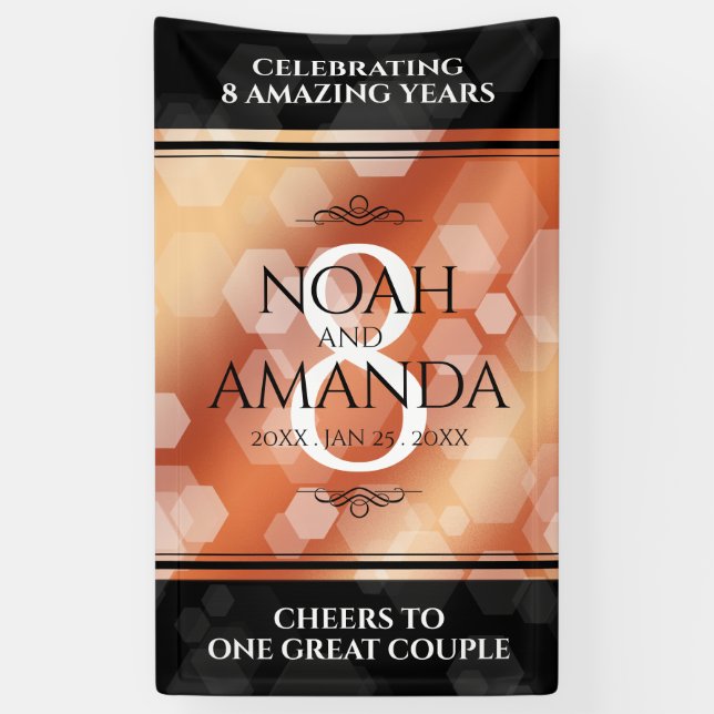 Elegant 8th Bronze Wedding Anniversary Celebration Banner (Vertical)