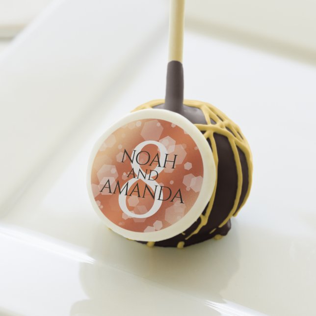 Elegant 8th Bronze Wedding Anniversary Celebration Cake Pops (Front Insitu)