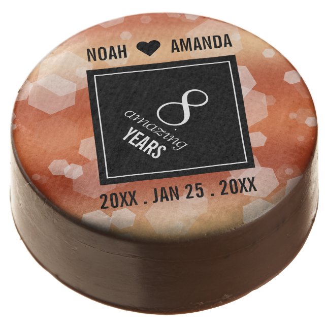 Elegant 8th Bronze Wedding Anniversary Celebration Chocolate Covered Oreo (Angled)