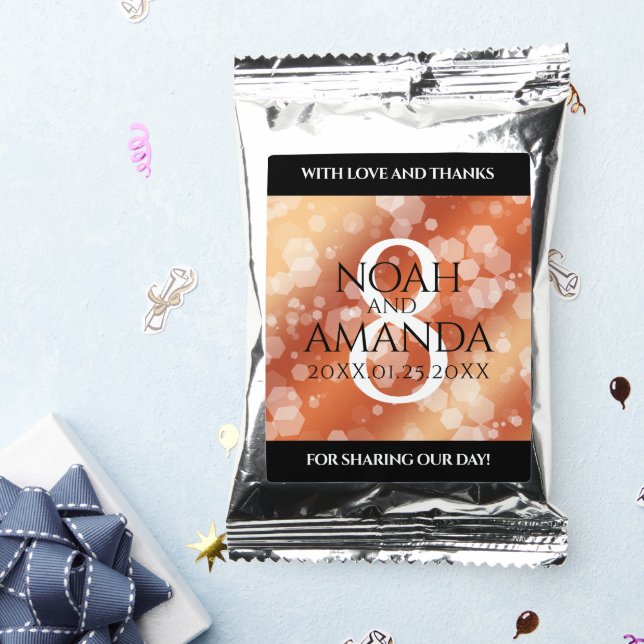 Elegant 8th Bronze Wedding Anniversary Celebration Coffee Drink Mix (Packets)