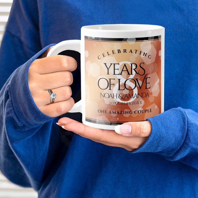 Elegant 8th Bronze Wedding Anniversary Celebration Giant Coffee Mug (8th Wedding Anniversary Jumbo Coffee Mug Cover Photo.)