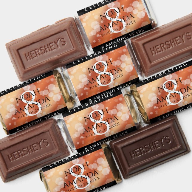 Elegant 8th Bronze Wedding Anniversary Celebration Hershey's Miniatures (Assorted)