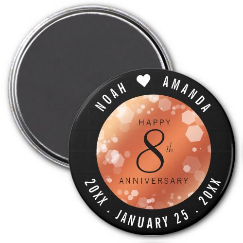 Elegant 8th Bronze Wedding Anniversary Celebration Magnet