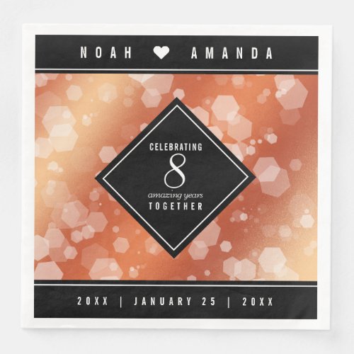 Elegant 8th Bronze Wedding Anniversary Celebration Paper Dinner Napkins