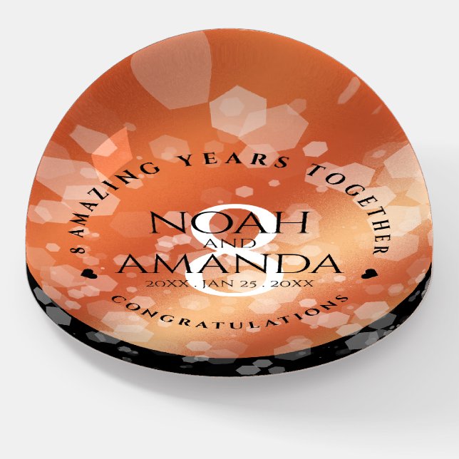 Elegant 8th Bronze Wedding Anniversary Celebration Paperweight (Angled)