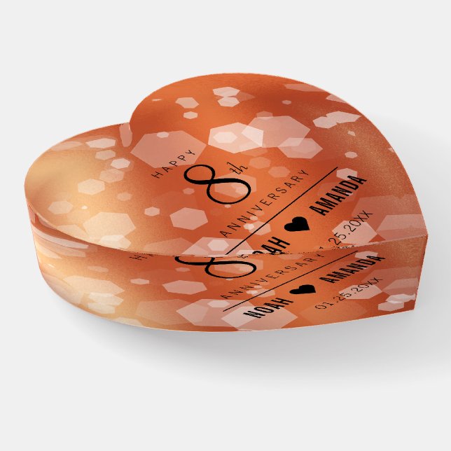 Elegant 8th Bronze Wedding Anniversary Celebration Paperweight (Angled)