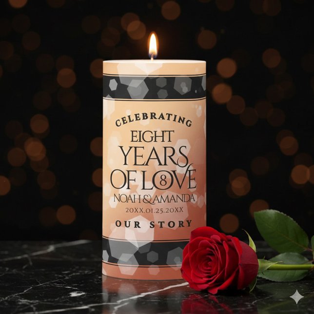 Elegant 8th Bronze Wedding Anniversary Celebration Pillar Candle (Elegant 8th Bronze Wedding Anniversary Pillar Candle Cover Photo)