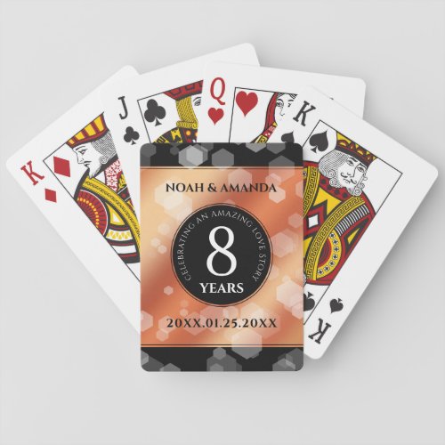 Elegant 8th Bronze Wedding Anniversary Celebration Poker Cards