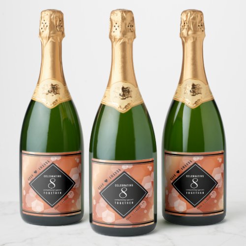 Elegant 8th Bronze Wedding Anniversary Celebration Sparkling Wine Label