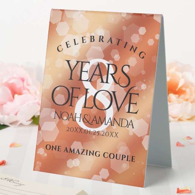 Elegant 8th Bronze Wedding Anniversary Celebration Table Tent (In SItu (Wedding))