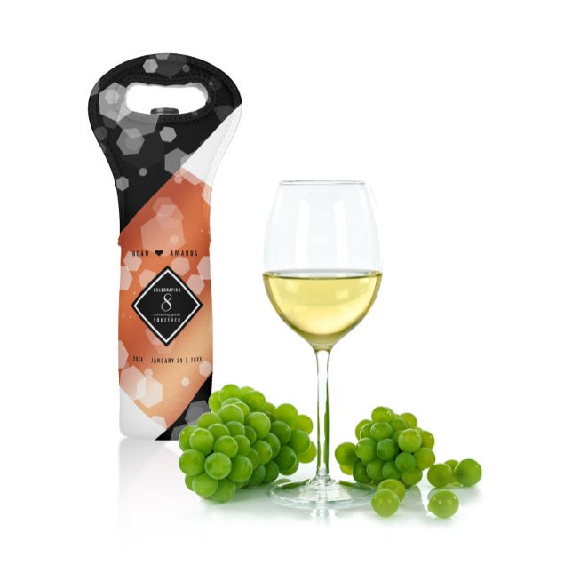 Elegant 8th Bronze Wedding Anniversary Celebration Wine Bag (Creator Uploaded)