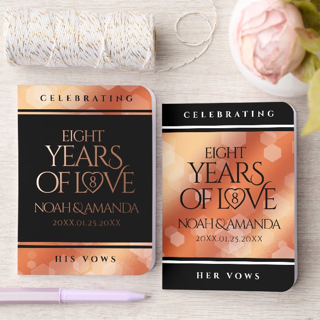 Elegant 8th Bronze Wedding Anniversary Foil Vow Books (Wedding)