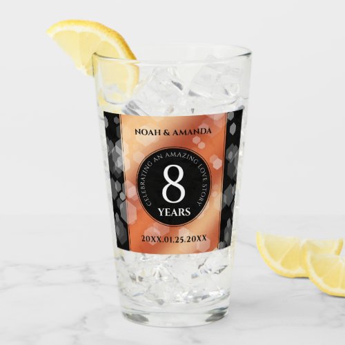 Elegant 8th Bronze Wedding Anniversary Glass