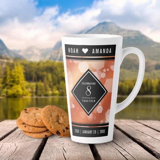 Elegant 8th Bronze Wedding Anniversary Latte Mug (Creator Uploaded)