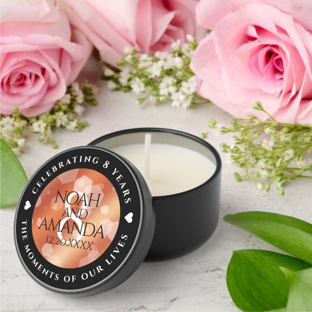 Elegant 8th Bronze Wedding Anniversary Mini Candle Favors (Insitu (Wedding))