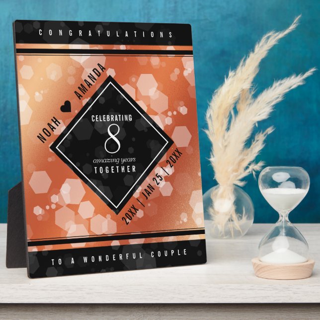 Elegant 8th Bronze Wedding Anniversary Plaque (Side)