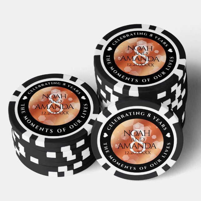 Elegant 8th Bronze Wedding Anniversary Poker Chip (Stack)